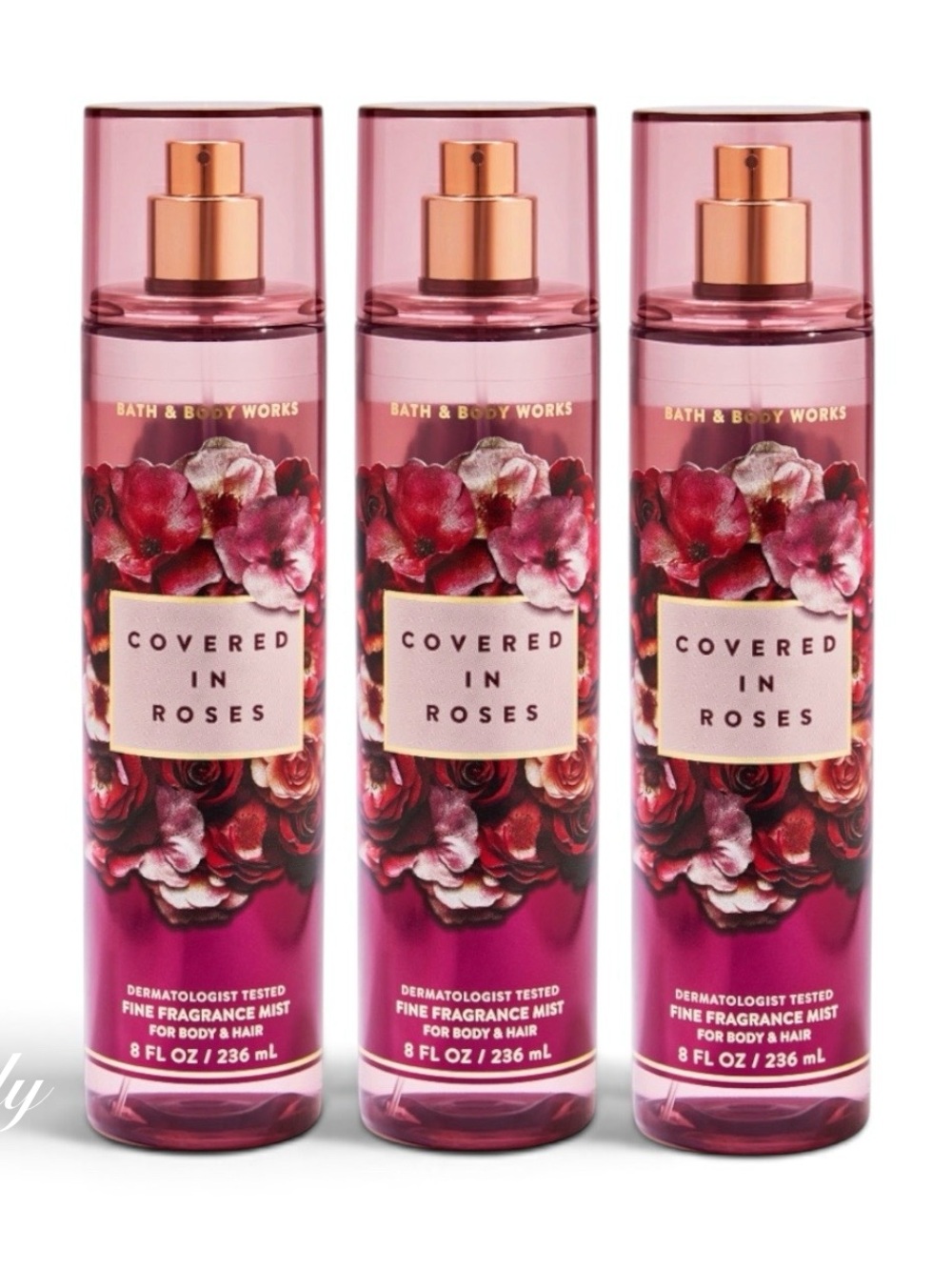3 Bath & Body Works COVERED IN ROSES mist spray trio bundle